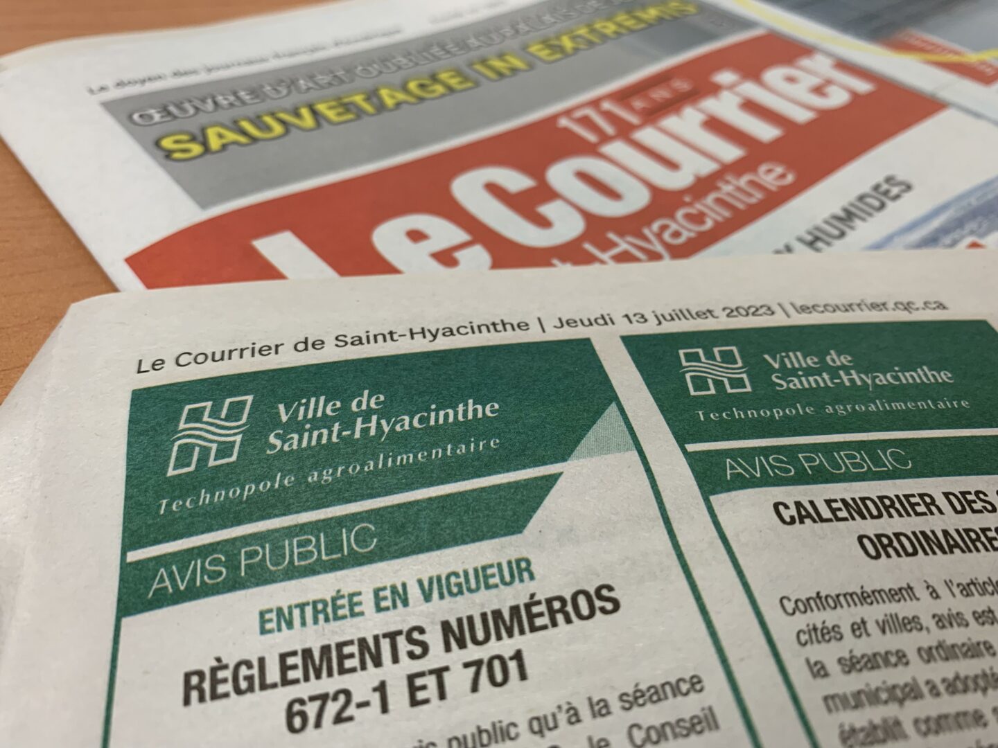 La Ville de Saint-Hyacinthe a adopté le 5 septembre son règlement mettant fin à la publication des avis publics traditionnels dans Le Courrier de Saint-Hyacinthe. Photothèque | Le Courrier ©