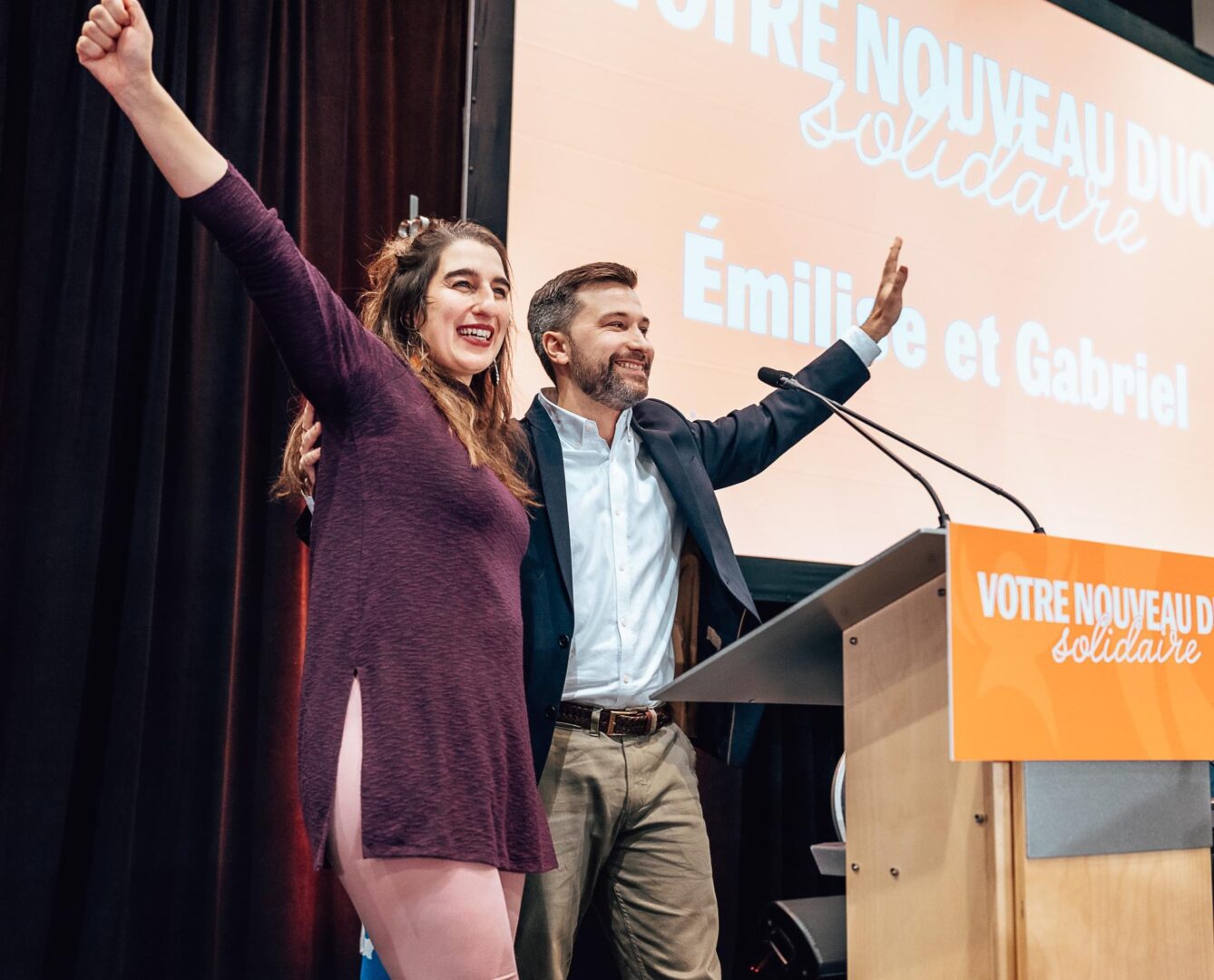 Émilise Lessard-Therrien et Gabriel Nadeau-Dubois. Photo tirée de la page Facebook de Québec solidaire