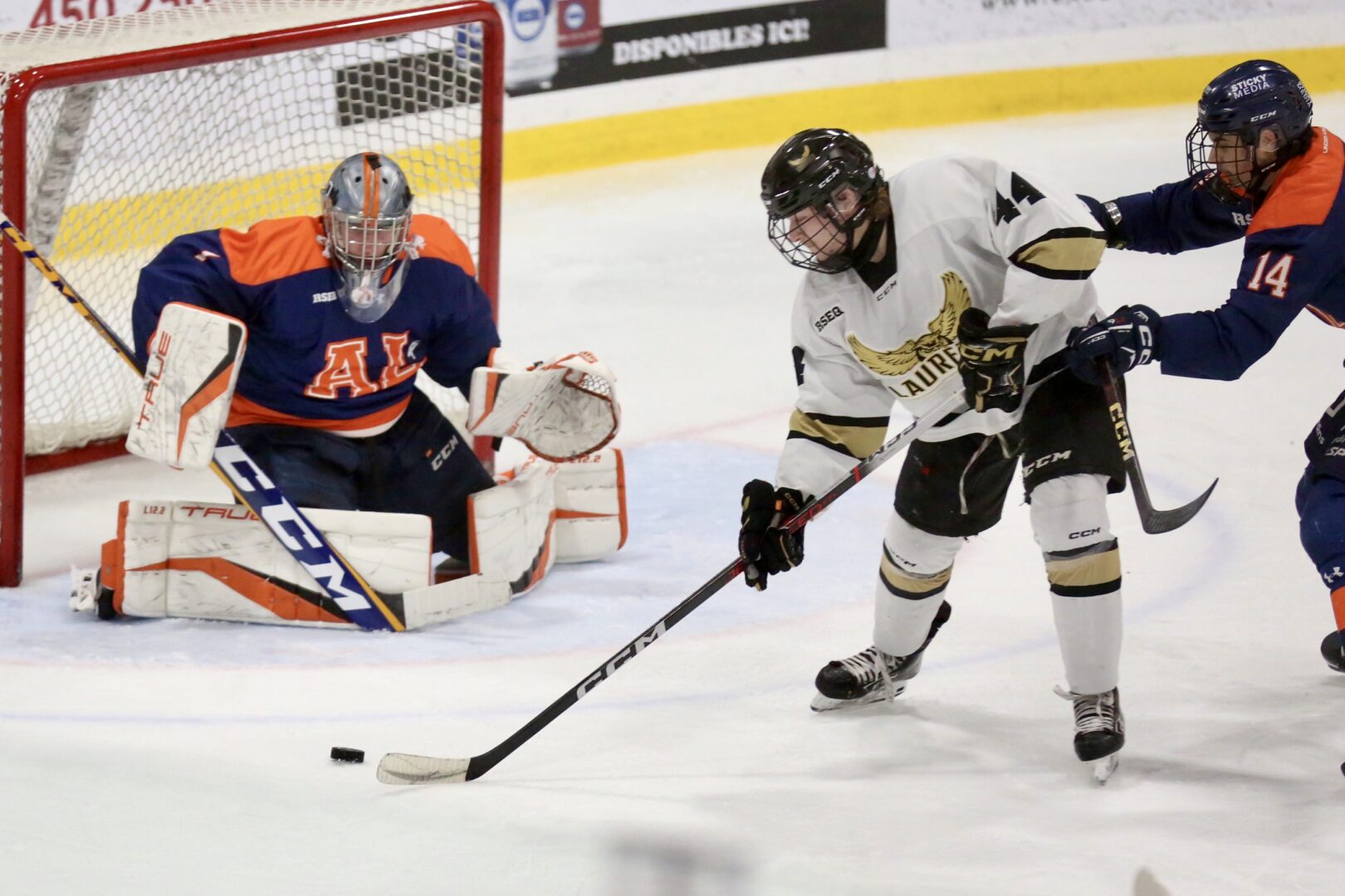 Les Lauréats se sont inclinés 4 à 1 contre le Boomerang du Cégep André-Laurendeau dimanche. Photo Robert Gosselin | Le Courrier ©