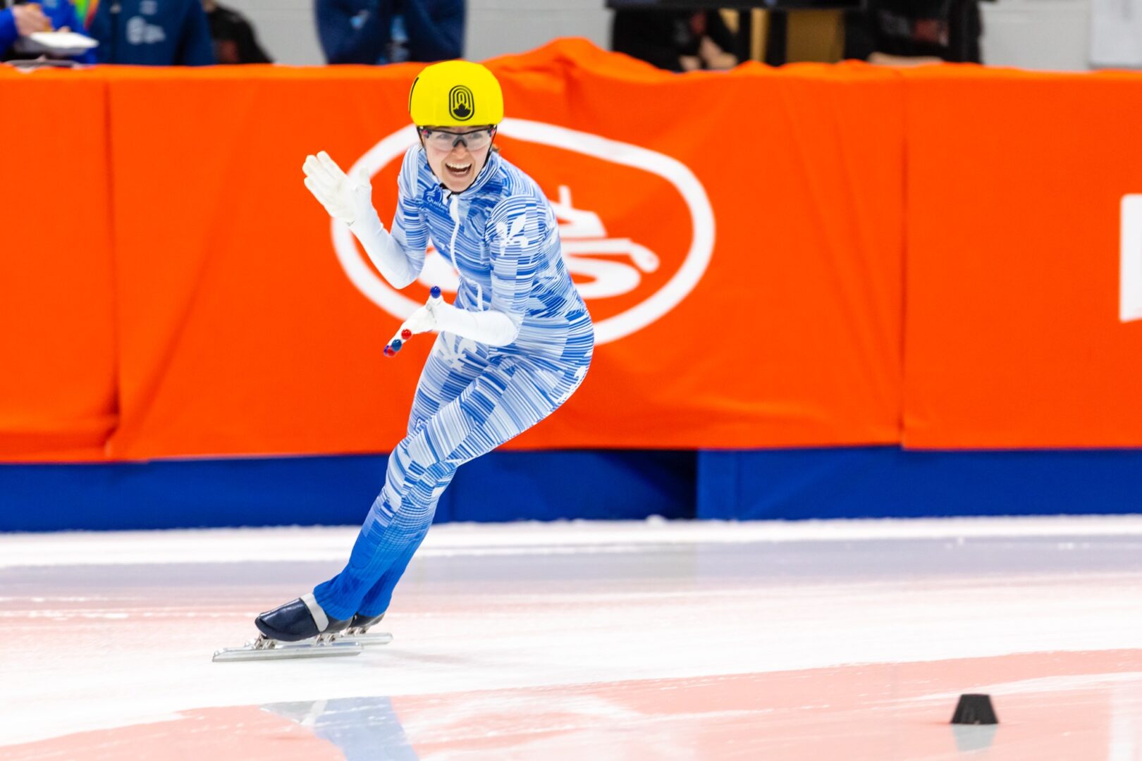 Roselyne Pigeon, athlète en patinage de vitesse, boursière lors du Gala 2023. Photo Darrell Thériault