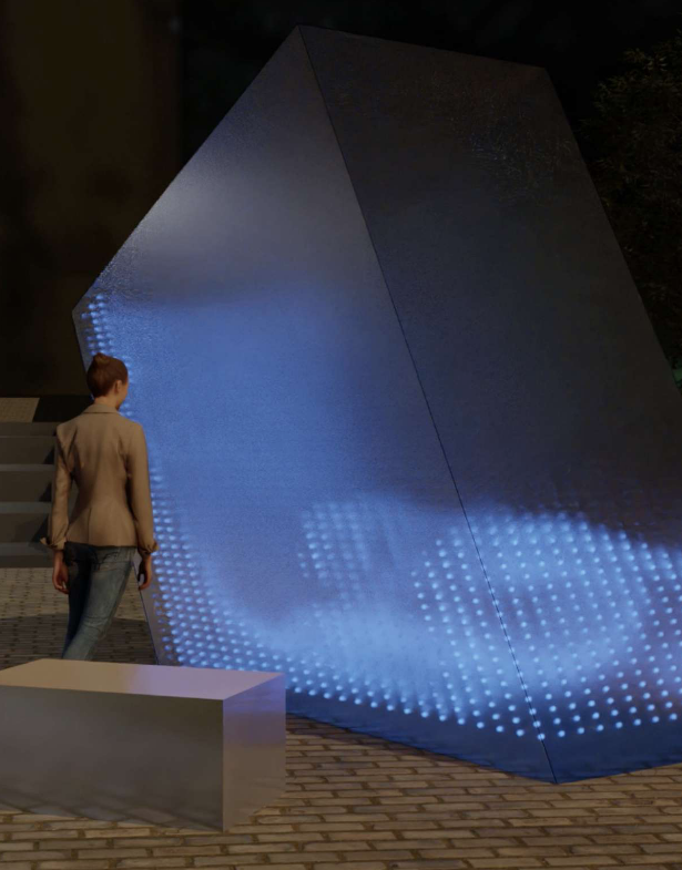 « Rivage » comprendra un monolithe dans lequel se déploieront des spectacles lumineux et en trois dimensions. Photo gracieuseté�