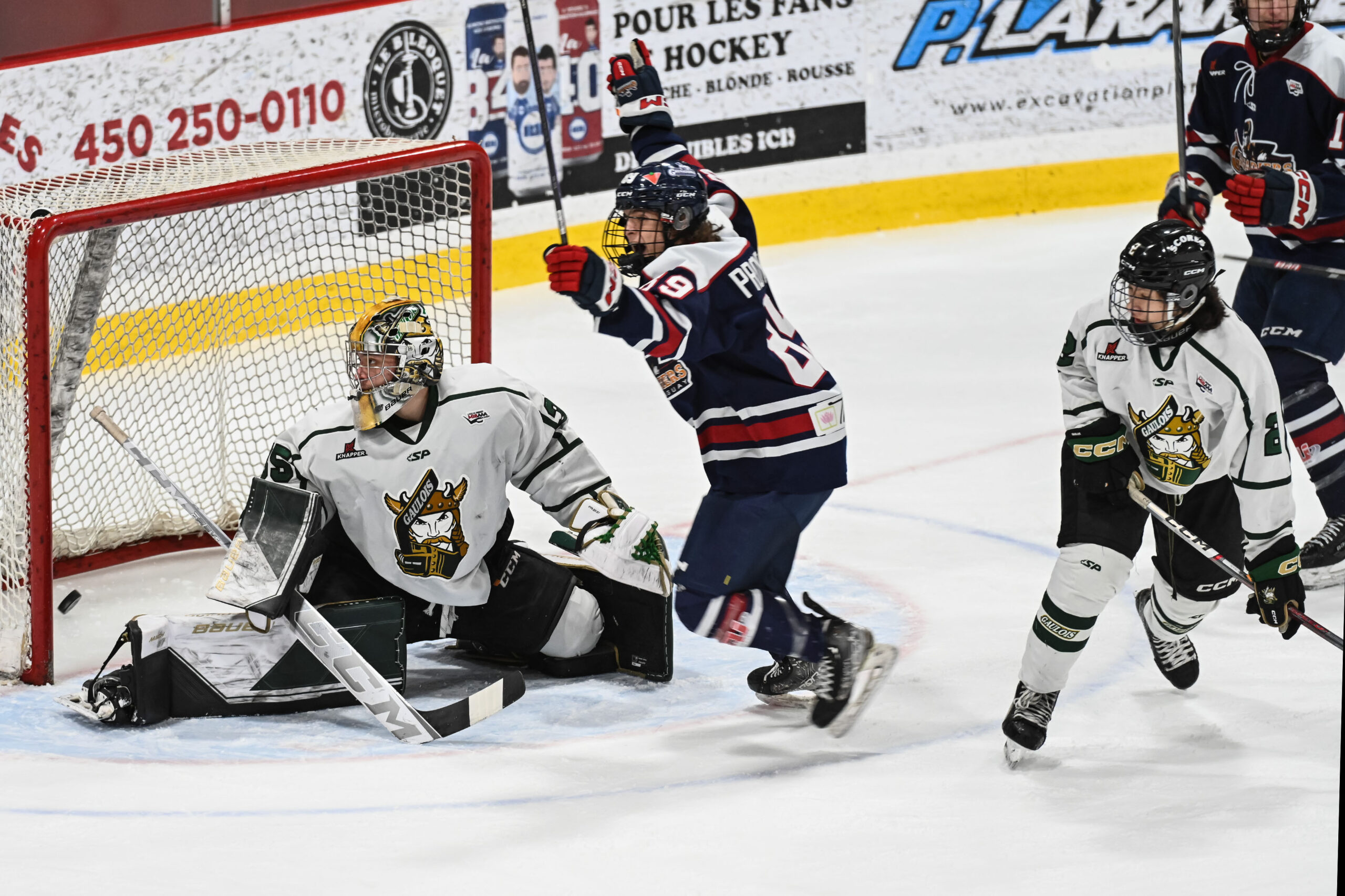 Les Gaulois de Saint-Hyacinthe n’ont jamais réussi à prendre le contrôle dans leur série 2 de 3 contre les Grenadiers de Châteauguay, tirant de l’arrière dans les deux matchs qui ont été disputés. Photo François Larivière | Le Courrier ©