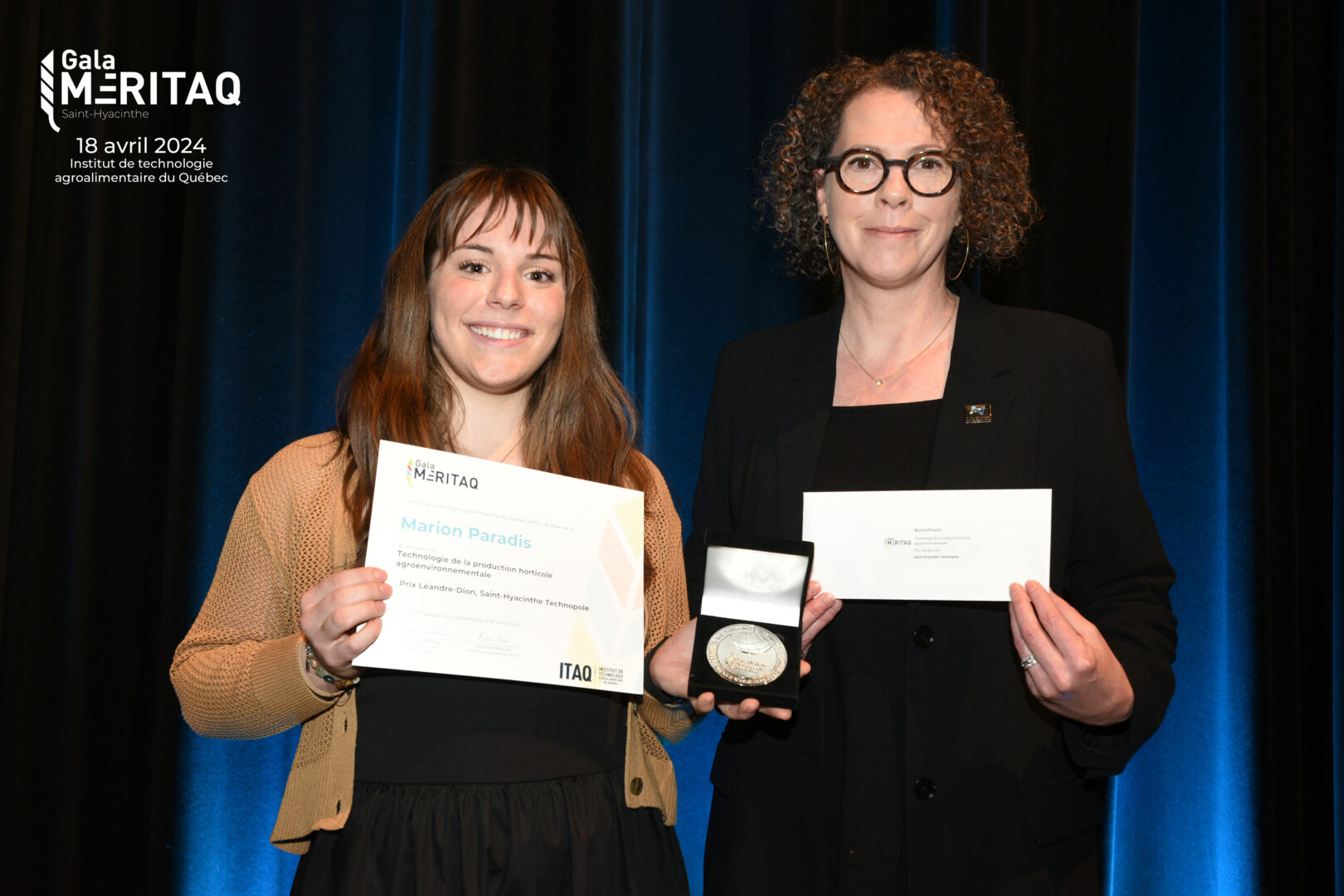 Marion Paradis, de l’ITAQ, et Maryse Dumont, directrice de la Cité de l’innovation agroalimentaire. Photo gracieuseté