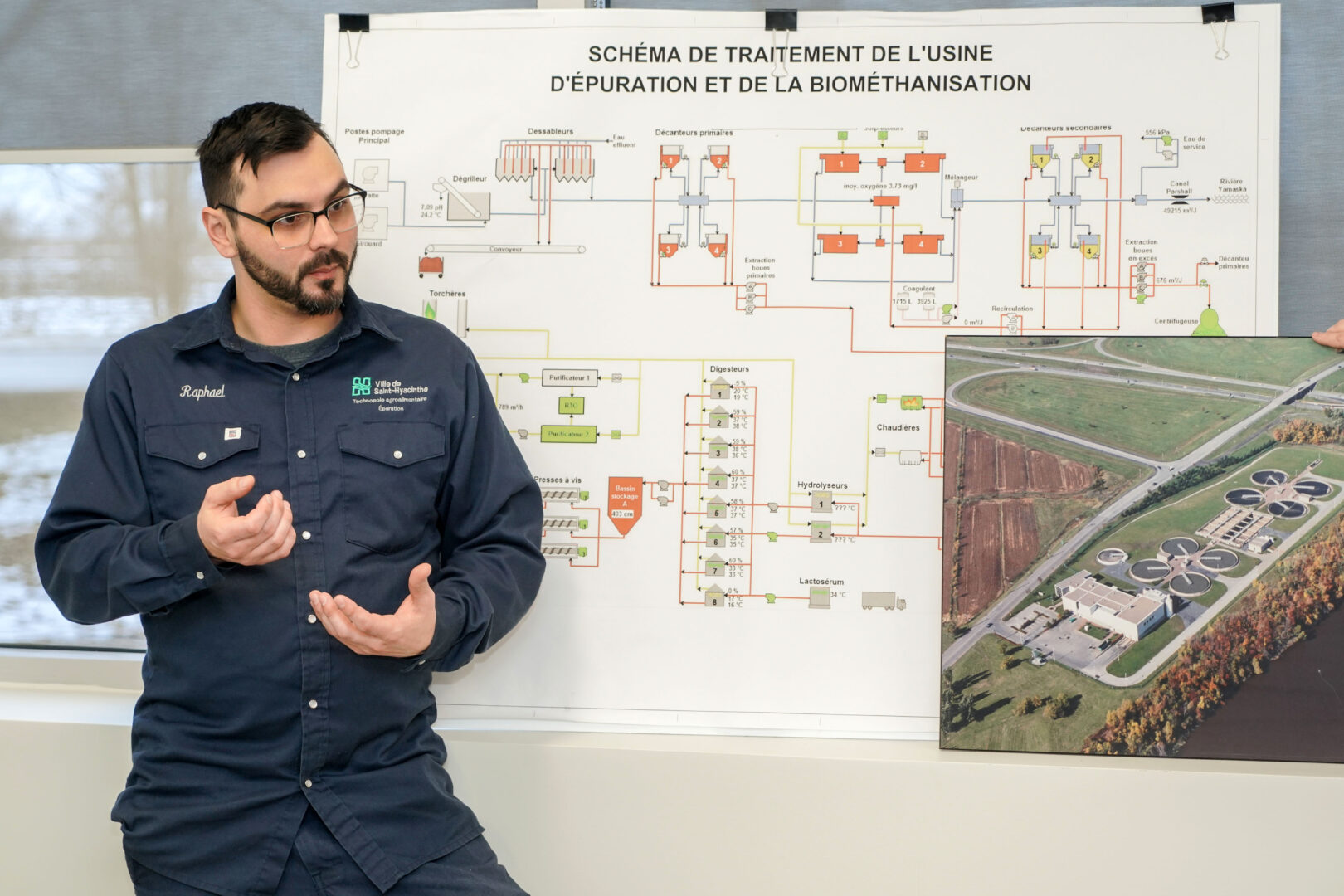 Le technicien en procédé Raphaël Couture a fait visiter l’usine à notre journaliste. Photo François Larivière | Le Courrier ©