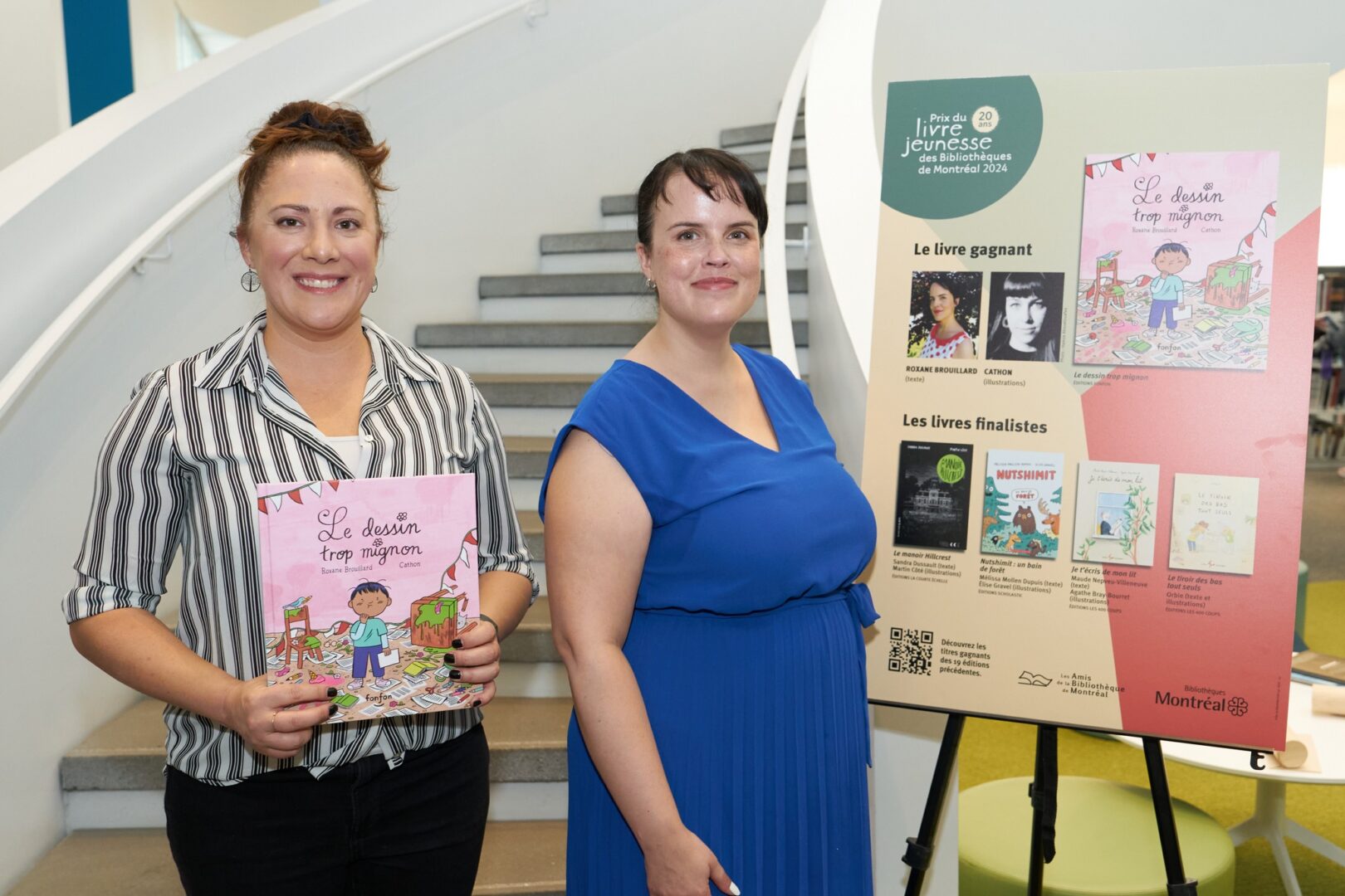 Roxane Brouillard (à droite) a remporté le Prix du livre jeunesse des Bibliothèques de Montréal avec son livre Le dessin trop mignon. Photo Sylvain Légaré