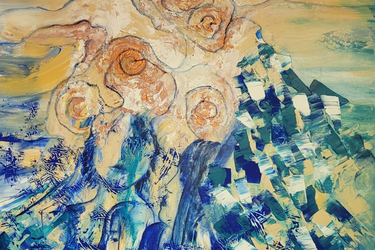 La toile « À l’origine » de Nathalie Dupont. Photo gracieuseté