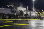 Deux tracteurs routiers prennent feu chez JMV Environnement