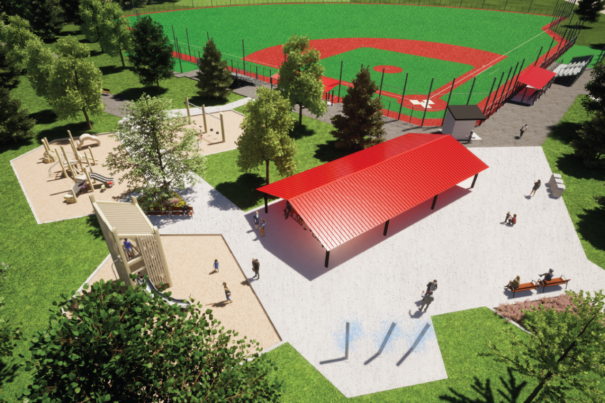 Lors d’un événement à la Chambre de commerce de la grande région de Saint-Hyacinthe, la Ville de Saint-Hyacinthe a dévoilé des plans préliminaires de son futur terrain de baseball de calibre junior. Notez que ces plans pourraient être appelés à changer d’ici la concrétisation du projet. Photo gracieuseté