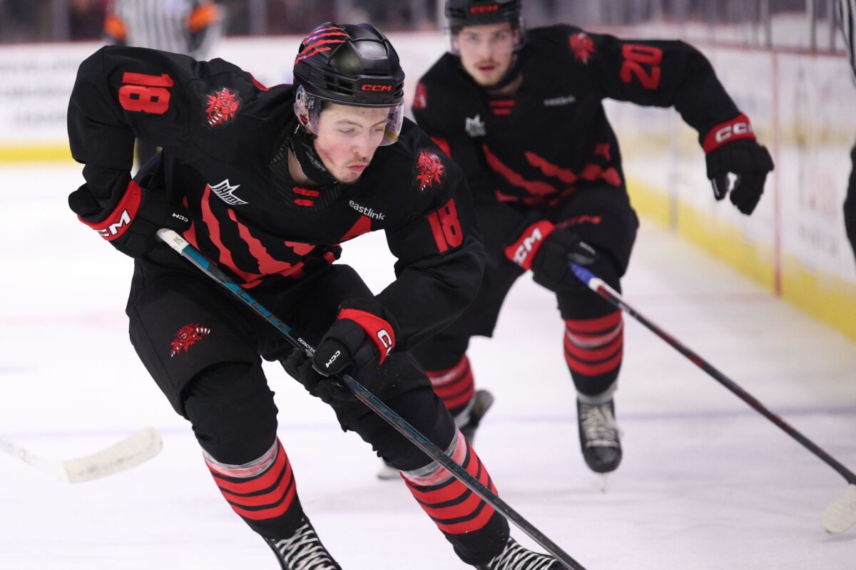 Caleb Desnoyers est l’un des meilleurs espoirs en vue du repêchage de la Ligue nationale de hockey qui aura lieu les 27 et 28 juin à Los Angeles. Photo Facebook Moncton Wildcats