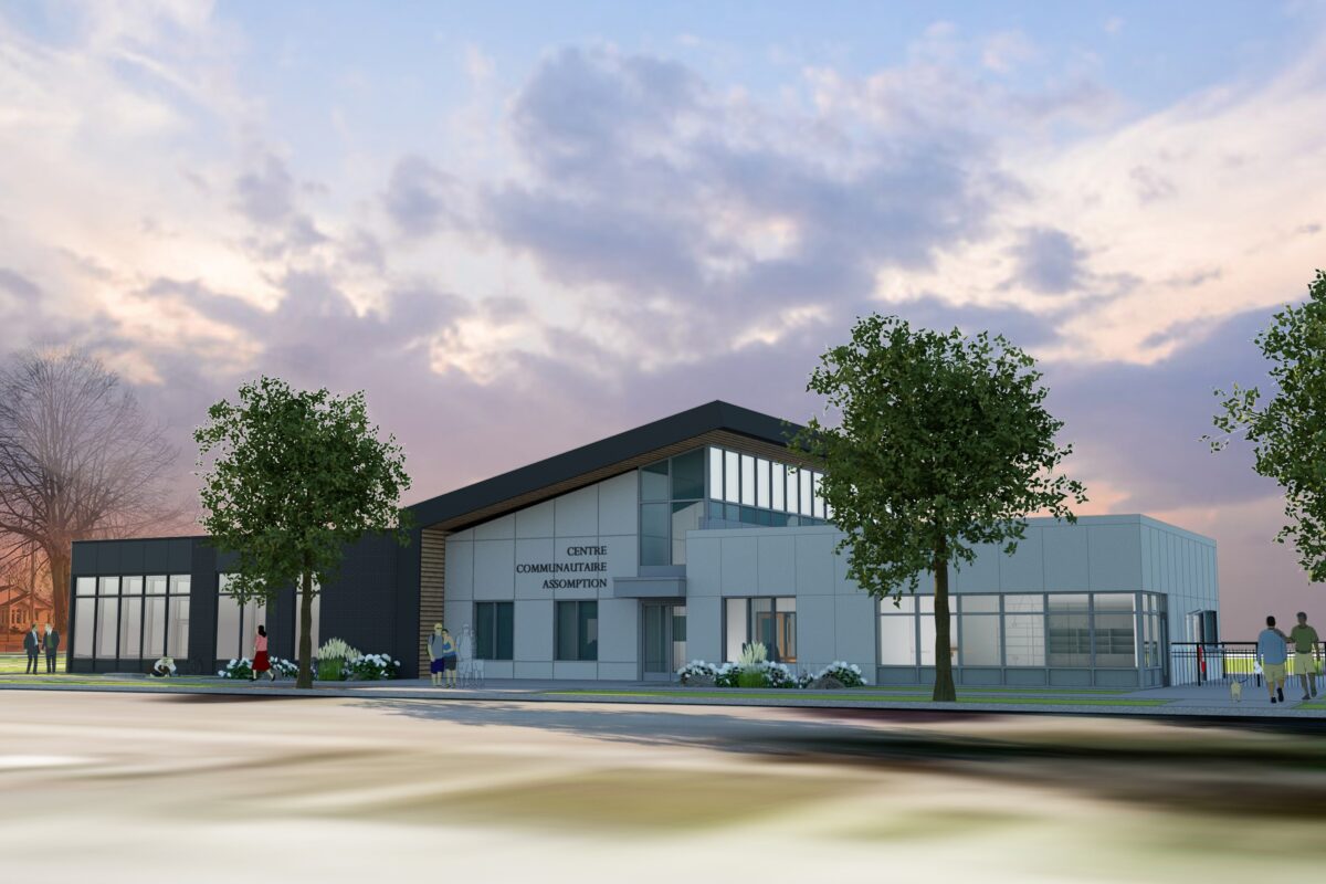 La construction du centre communautaire Assomption devra être terminée au plus tard en décembre 2026. Maquette gracieuseté